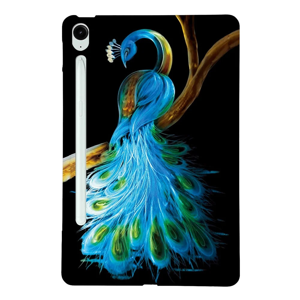 For Samsung Galaxy Tab S10 FE+ Case Pattern Printing Slim Soft TPU Tablet Cover - Peacock - 1