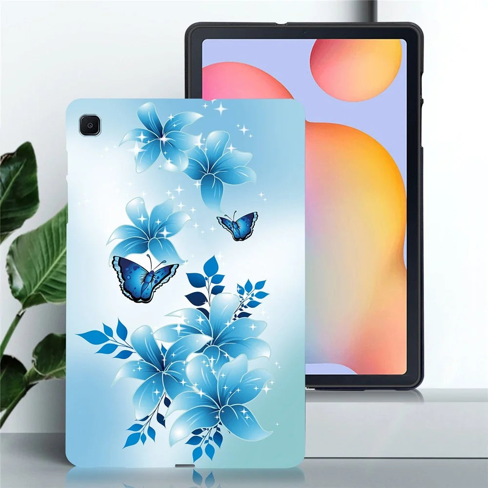 For Samsung Galaxy Tab S6 Lite (2024)  /  (2022) Case Pattern Printing Slim Soft TPU Tablet Cover - Blue Butterfly - 2