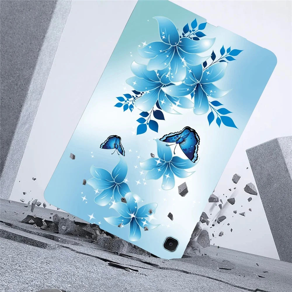 For Samsung Galaxy Tab S6 Lite (2024)  /  (2022) Case Pattern Printing Slim Soft TPU Tablet Cover - Blue Butterfly - 3