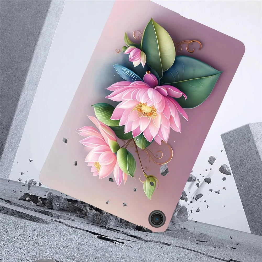 For Lenovo Tab 10.1 (2025) TB311XU  /  Zhaoyang K10C Case Pattern Printing Slim Soft TPU Tablet Cover - Lotus - 3
