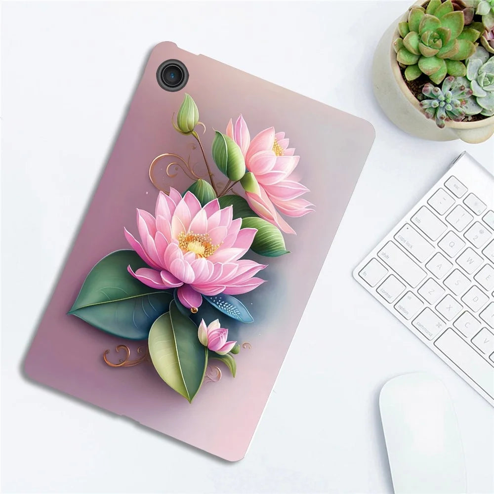 For Lenovo Tab 10.1 (2025) TB311XU  /  Zhaoyang K10C Case Pattern Printing Slim Soft TPU Tablet Cover - Lotus - 4