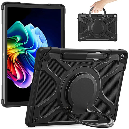 For Microsoft Surface Pro 12inch Case Silicone + PC Tablet Cover with Rotating Hand Grip Kickstand - Black - 1