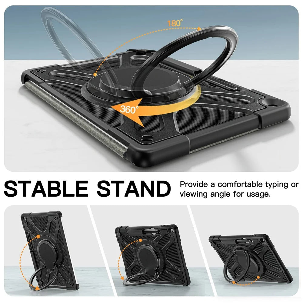 For Microsoft Surface Pro 12inch Case Silicone + PC Tablet Cover with Rotating Hand Grip Kickstand - Black - 2