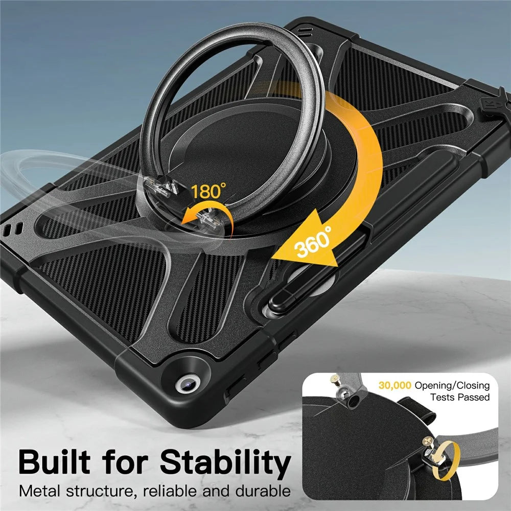 For Microsoft Surface Pro 12inch Case Silicone + PC Tablet Cover with Rotating Hand Grip Kickstand - Black - 3