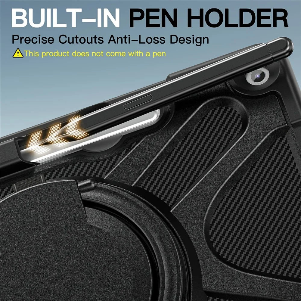 For Microsoft Surface Pro 12inch Case Silicone + PC Tablet Cover with Rotating Hand Grip Kickstand - Black - 4