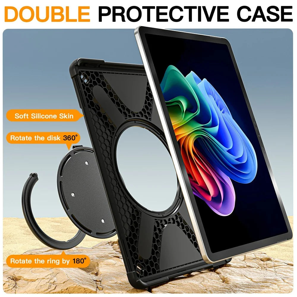 For Microsoft Surface Pro 12inch Case Silicone + PC Tablet Cover with Rotating Hand Grip Kickstand - Black - 6