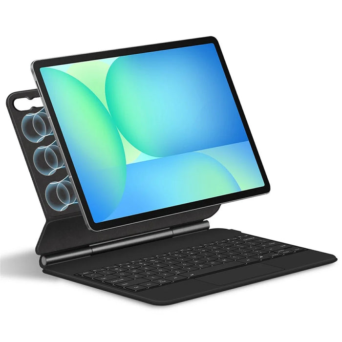 For Samsung Galaxy Tab S10 FE+ Floating Magnetic Bluetooth-Compatible Keyboard (Arabic) + Leather Tablet Case - 3