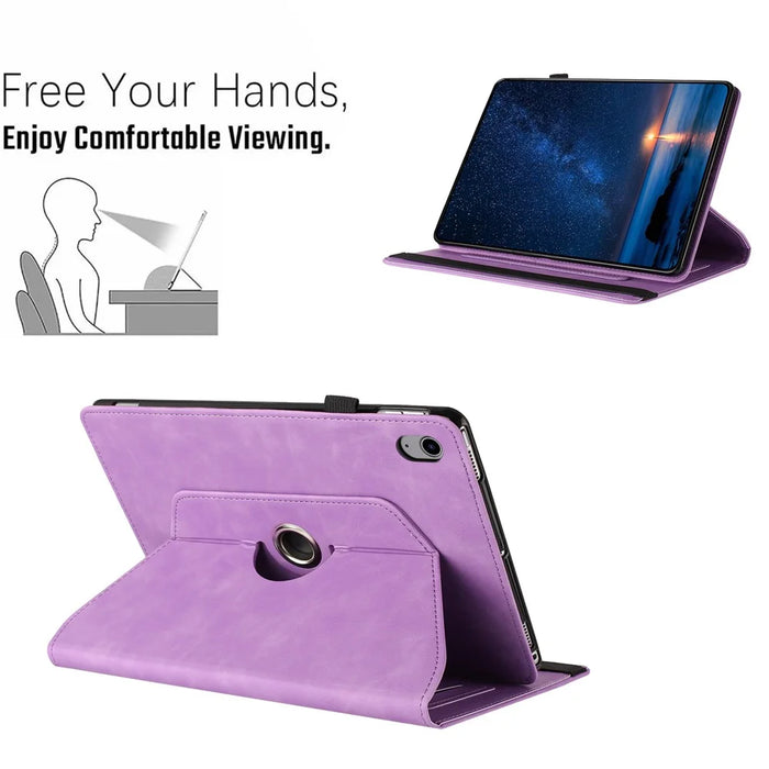 For iPad mini (2024) / (2021) Case Rotating Stand Solid Color PU Leather Tablet Cover - Light Purple - 6