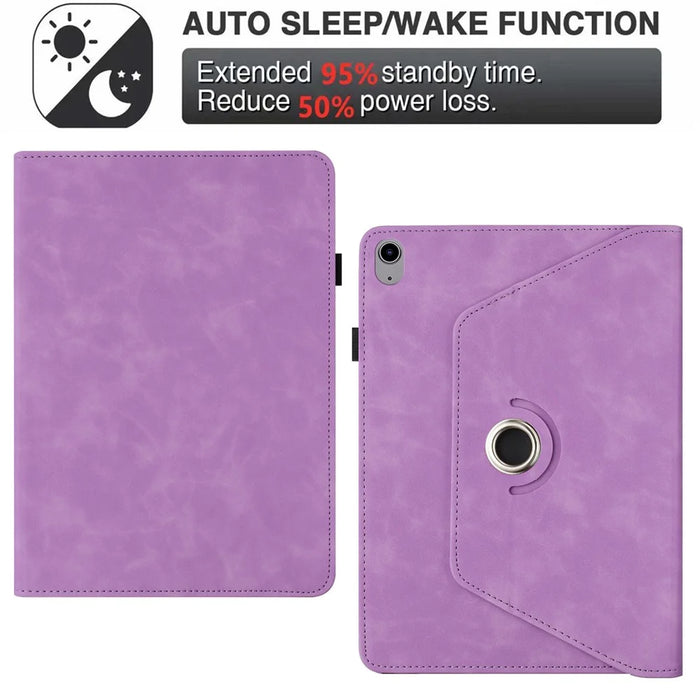 For iPad mini (2024) / (2021) Case Rotating Stand Solid Color PU Leather Tablet Cover - Light Purple - 7