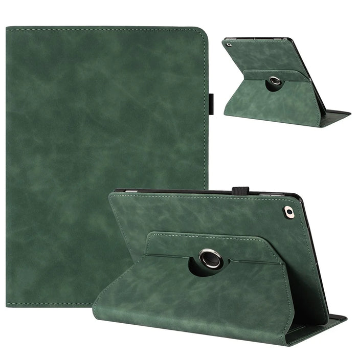 Tablet Case for iPad 9.7-inch (2018) / (2017) / iPad Air 2 / Air (2013) Rotating Stand Solid Color PU Leather Cover - Green - 1