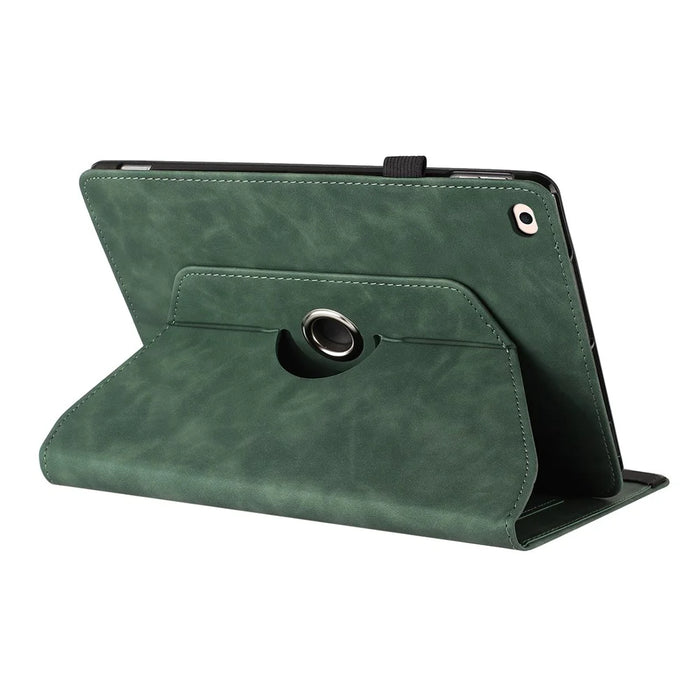 Tablet Case for iPad 9.7-inch (2018) / (2017) / iPad Air 2 / Air (2013) Rotating Stand Solid Color PU Leather Cover - Green - 4