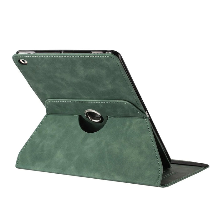 Tablet Case for iPad 9.7-inch (2018) / (2017) / iPad Air 2 / Air (2013) Rotating Stand Solid Color PU Leather Cover - Green - 5