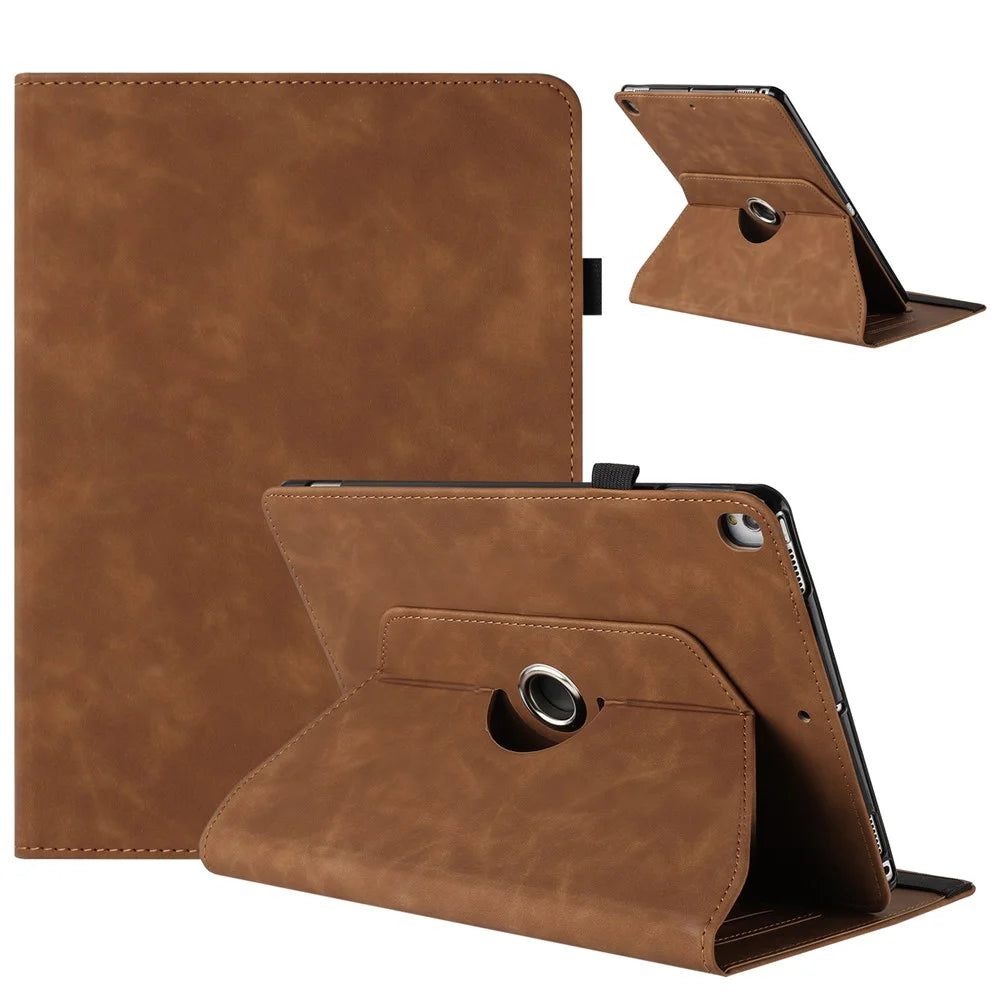 Tablet Case for iPad 10.2 (2020) / (2019) / iPad Air 10.5 inch (2019) / Pro 10.5-inch (2017) Rotating Stand Solid Color PU Leather Cover - Brown - 1