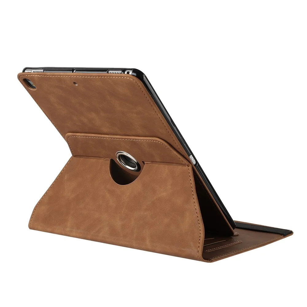 Tablet Case for iPad 10.2 (2020) / (2019) / iPad Air 10.5 inch (2019) / Pro 10.5-inch (2017) Rotating Stand Solid Color PU Leather Cover - Brown - 5