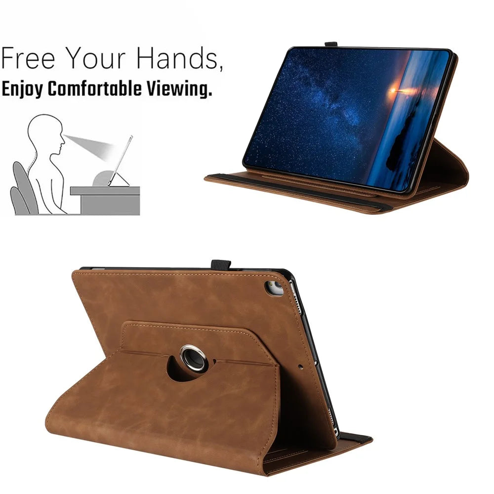Tablet Case for iPad 10.2 (2020) / (2019) / iPad Air 10.5 inch (2019) / Pro 10.5-inch (2017) Rotating Stand Solid Color PU Leather Cover - Brown - 6