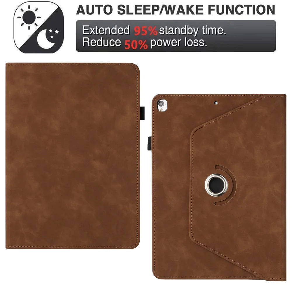 Tablet Case for iPad 10.2 (2020) / (2019) / iPad Air 10.5 inch (2019) / Pro 10.5-inch (2017) Rotating Stand Solid Color PU Leather Cover - Brown - 7