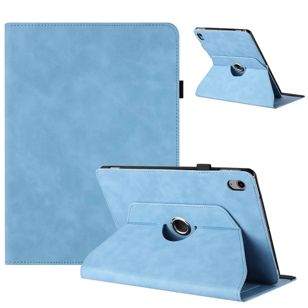 For iPad (2025) / 10.9 (2022) Case Rotating Stand Solid Color PU Leather Tablet Cover - Baby Blue - 1