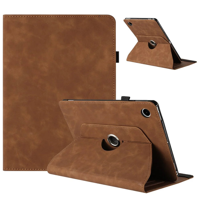 For Samsung Galaxy Tab A11+ / A9+ Case Rotating Stand Solid Color PU Leather Tablet Cover - Brown - 1