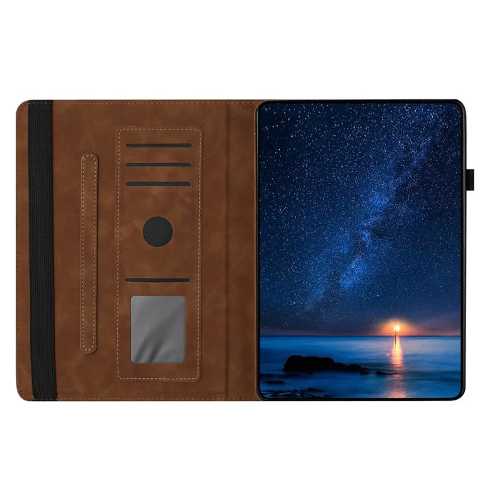 For Samsung Galaxy Tab A11+ / A9+ Case Rotating Stand Solid Color PU Leather Tablet Cover - Brown - 2