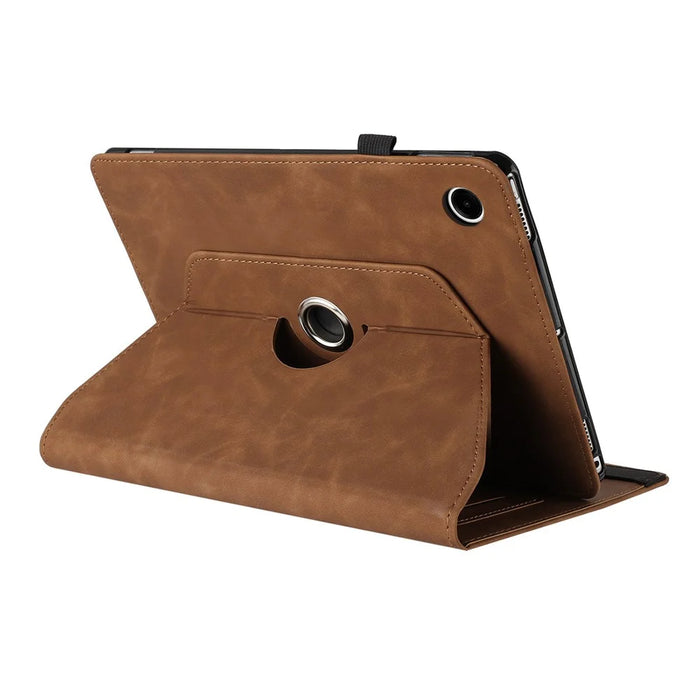 For Samsung Galaxy Tab A11+ / A9+ Case Rotating Stand Solid Color PU Leather Tablet Cover - Brown - 4