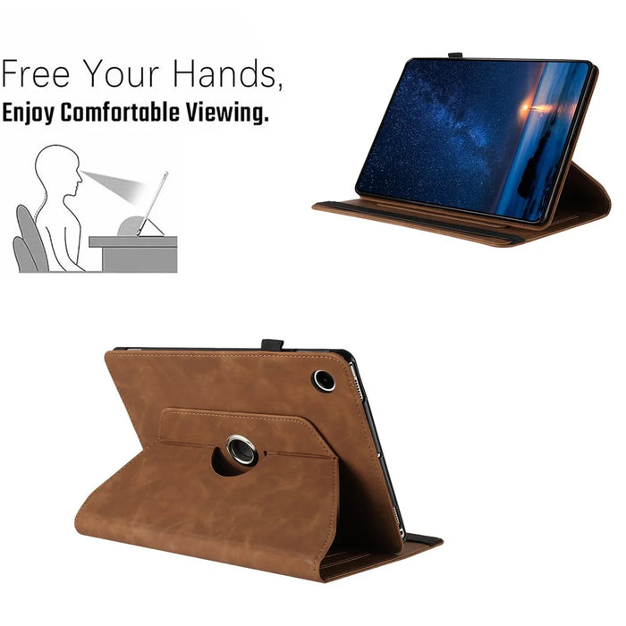 For Samsung Galaxy Tab A11+ / A9+ Case Rotating Stand Solid Color PU Leather Tablet Cover - Brown - 6