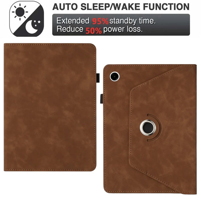 For Samsung Galaxy Tab A11+ / A9+ Case Rotating Stand Solid Color PU Leather Tablet Cover - Brown - 7