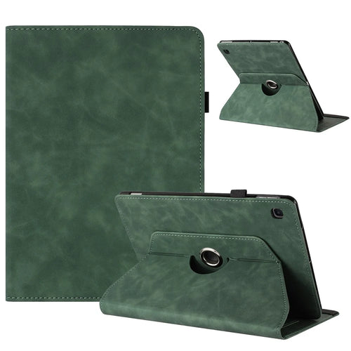 Tablet Case for Samsung Galaxy Tab A7 10.4 (2020) T500 T505 Rotating Stand Solid Color PU Leather Cover - Green - 1