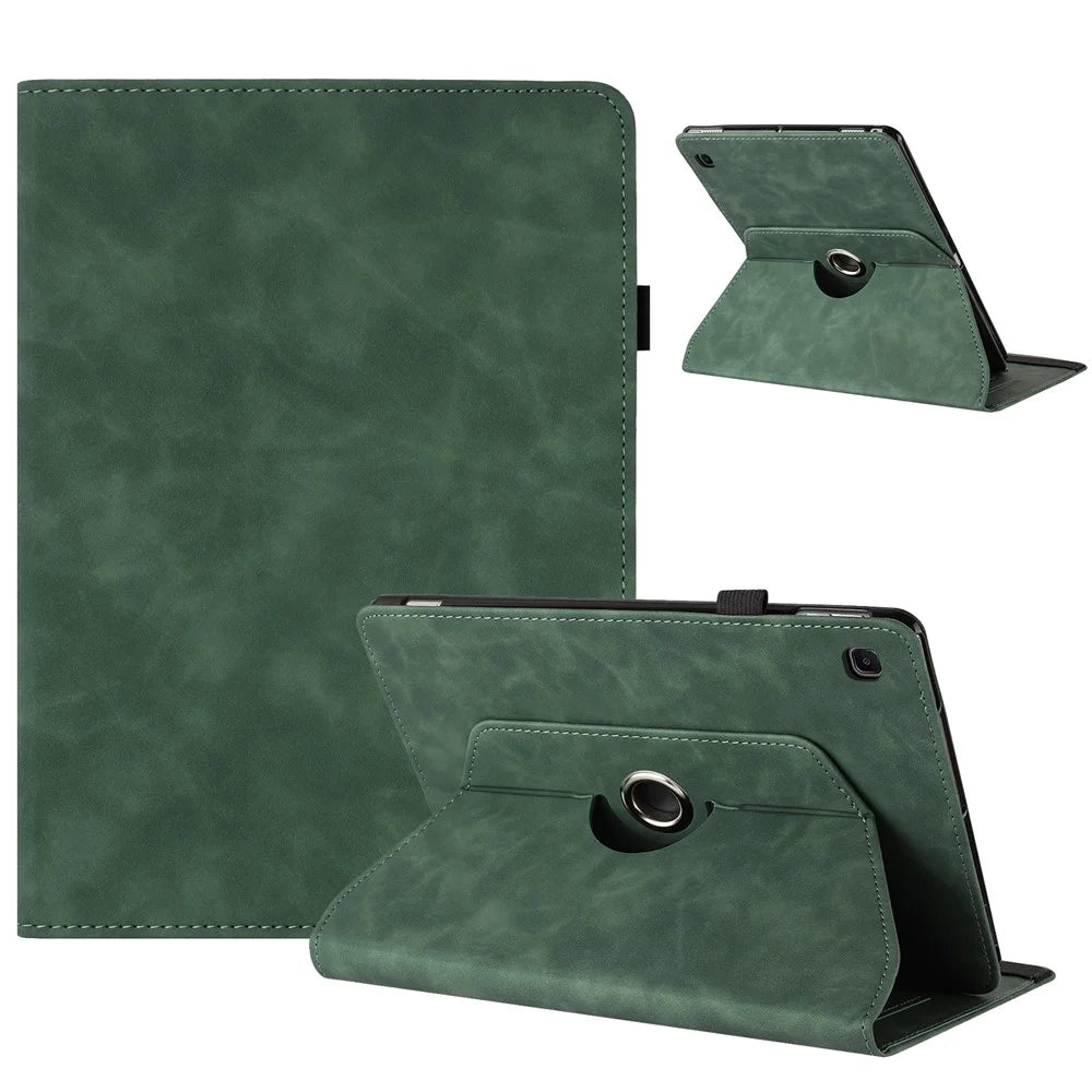 Tablet Case for Samsung Galaxy Tab A7 10.4 (2020) T500 T505 Rotating Stand Solid Color PU Leather Cover - Green - 1