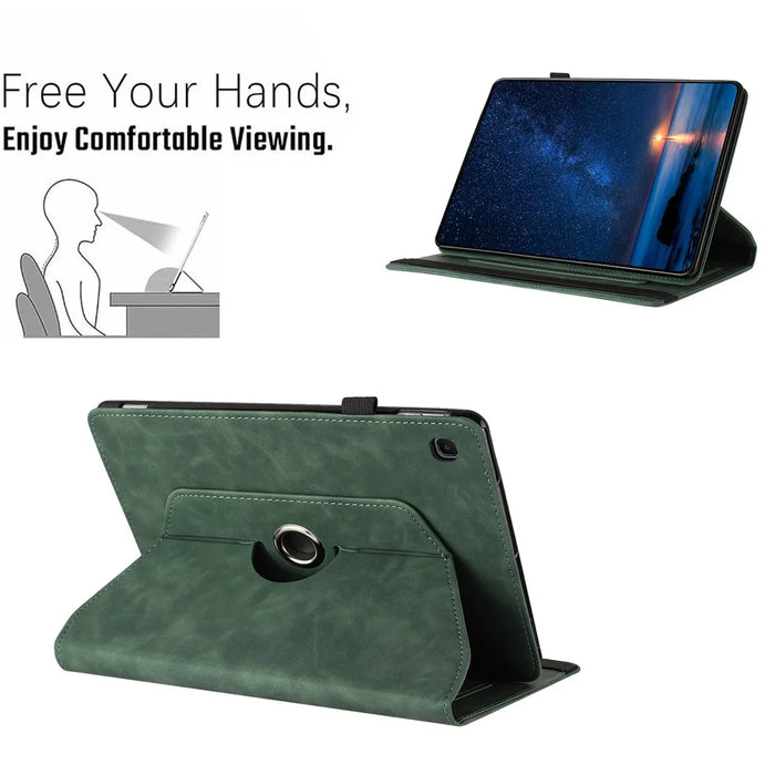 Tablet Case for Samsung Galaxy Tab A7 10.4 (2020) T500 T505 Rotating Stand Solid Color PU Leather Cover - Green - 6