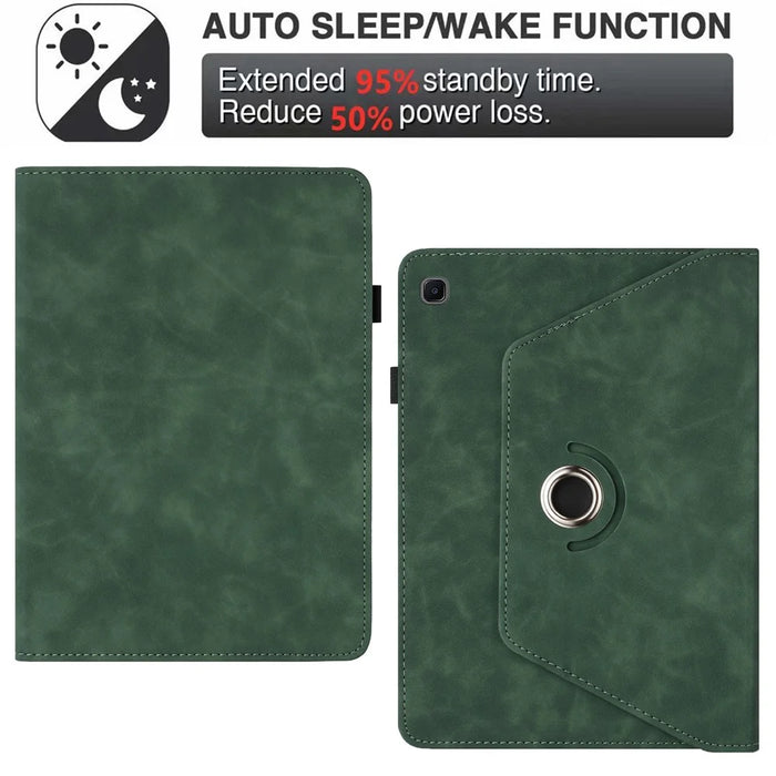Tablet Case for Samsung Galaxy Tab A7 10.4 (2020) T500 T505 Rotating Stand Solid Color PU Leather Cover - Green - 7