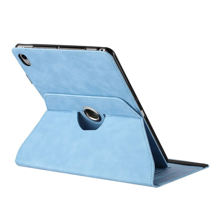 Tablet Case For iPad Air 11 (2026) / (2025) / (2024) / Air (2022) / (2020) Rotating Stand Solid Color PU Leather Cover - Sky Blue - 5