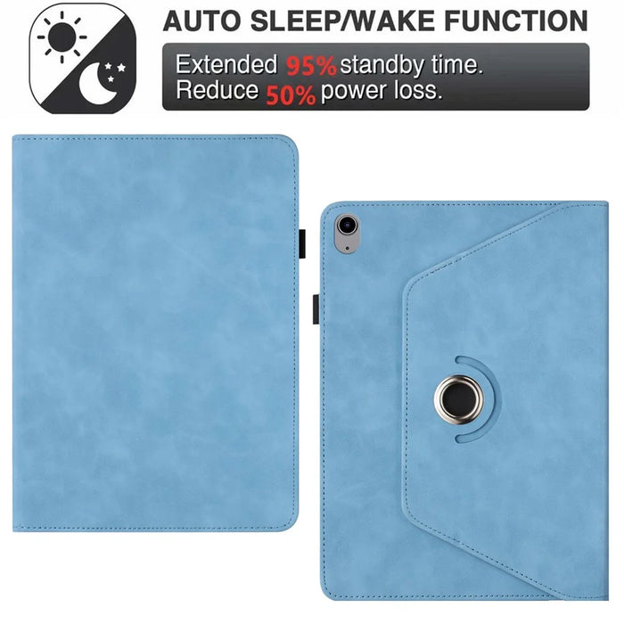 Tablet Case For iPad Air 11 (2026) / (2025) / (2024) / Air (2022) / (2020) Rotating Stand Solid Color PU Leather Cover - Sky Blue - 7