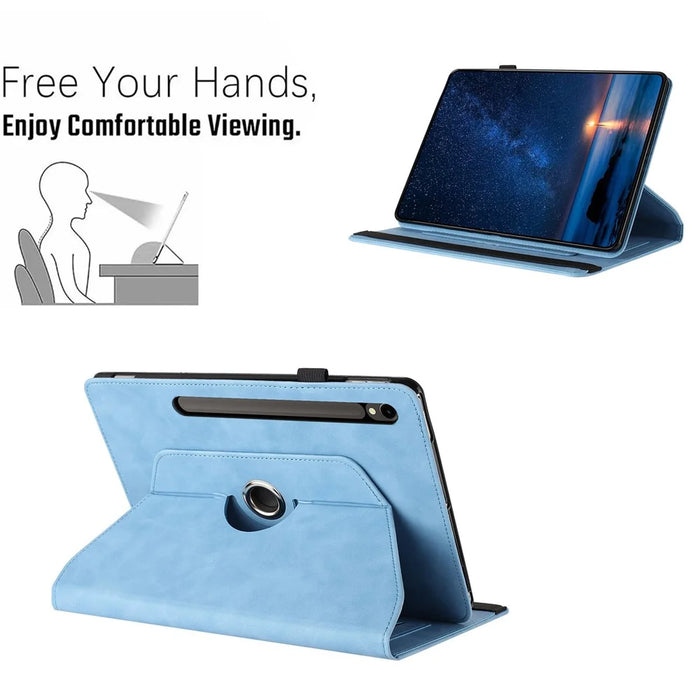 Tablet Case For Samsung Galaxy Tab S10 FE  /  S9 FE  /  S9 Rotating Stand Solid Color PU Leather Cover - Sky Blue - 6