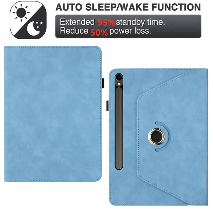 Tablet Case For Samsung Galaxy Tab S10 FE  /  S9 FE  /  S9 Rotating Stand Solid Color PU Leather Cover - Sky Blue - 7