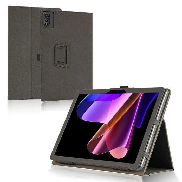For Blackview Mega 2 Tablet Case Skin-touch PU Leather Cover with Folding Stand - Black - 1