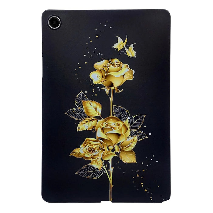 For Samsung Galaxy Tab A11+ TPU Case Pattern Printing Slim Tablet Protective Cover - Golden Butterfly Rose - 1