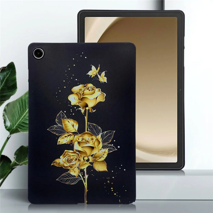 For Samsung Galaxy Tab A11+ TPU Case Pattern Printing Slim Tablet Protective Cover - Golden Butterfly Rose - 2