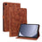 For Samsung Galaxy Tab A11 / A9 Case Lily Flower Imprint Card Slots Leather Tablet Cover - Brown - 1
