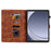 For Samsung Galaxy Tab A11 / A9 Case Lily Flower Imprint Card Slots Leather Tablet Cover - Brown - 2