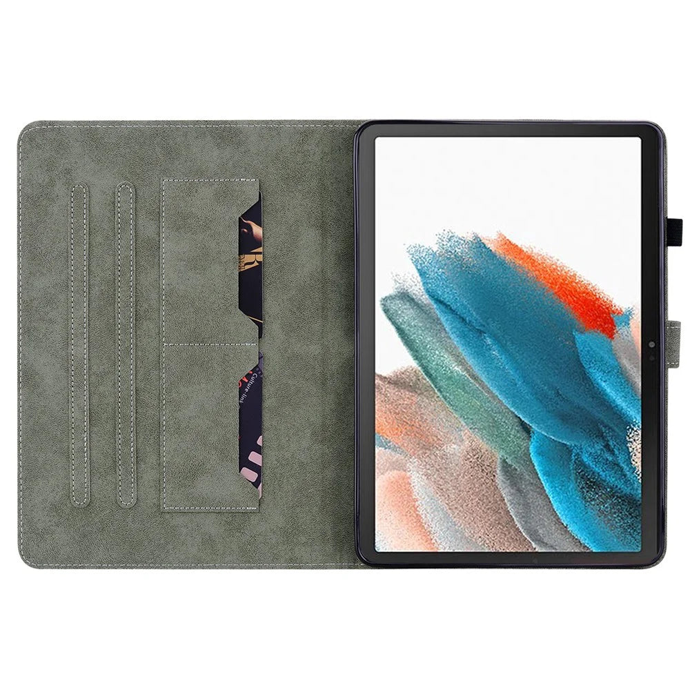 For Samsung Galaxy Tab A11 / A9 Case Tiger Imprint Anti-Scratch PU Leather Tablet Cover - Grey - 2