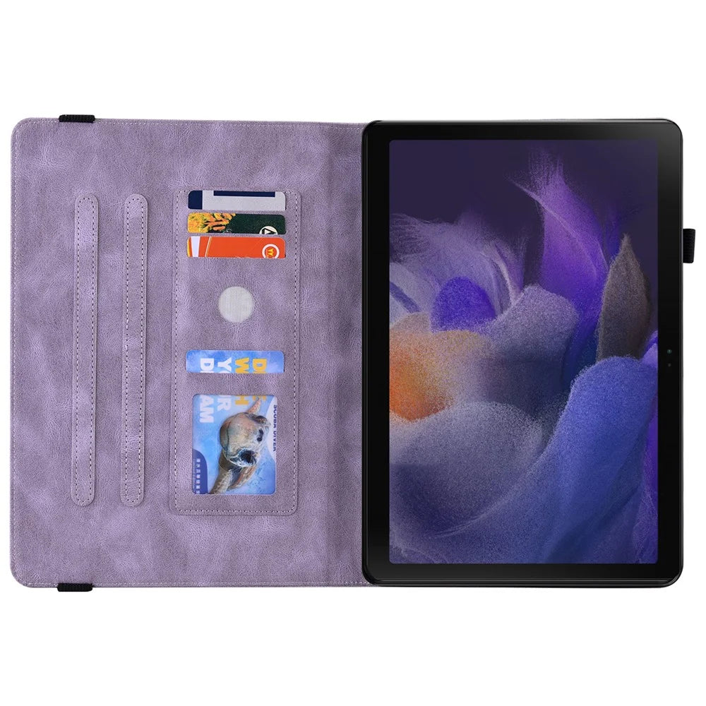 For Samsung Galaxy Tab A11+ Case Butterfly Flower Imprint PU Leather Tablet Cover with Card Slots - Purple - 2