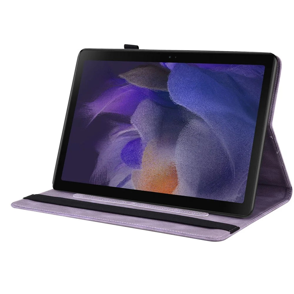 For Samsung Galaxy Tab A11+ Case Butterfly Flower Imprint PU Leather Tablet Cover with Card Slots - Purple - 3