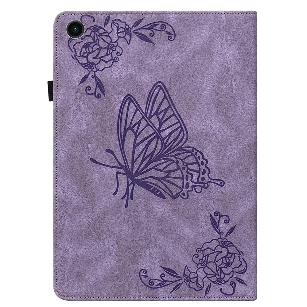 For Samsung Galaxy Tab A11+ Case Butterfly Flower Imprint PU Leather Tablet Cover with Card Slots - Purple - 5