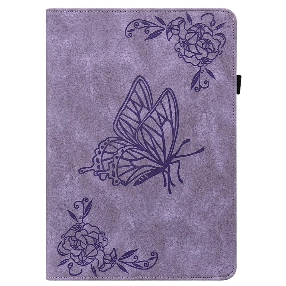 For Samsung Galaxy Tab A11+ Case Butterfly Flower Imprint PU Leather Tablet Cover with Card Slots - Purple - 6