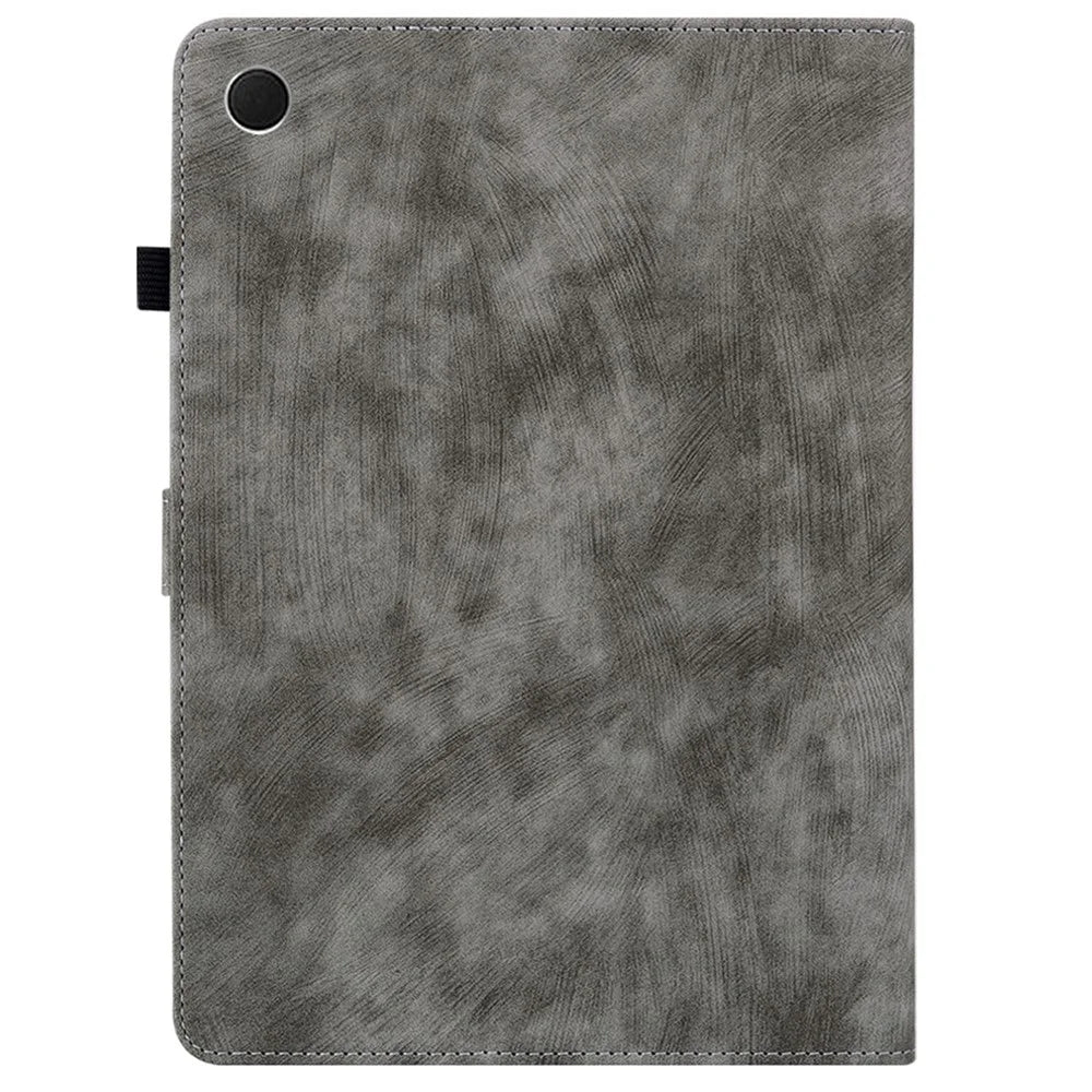 For Samsung Galaxy Tab A11+ Case Tiger Imprint Anti-Scratch PU Leather Tablet Cover - Grey - 6