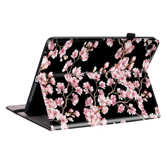 For Samsung Galaxy Tab A11+ Leather Case Pattern Printed Stand Tablet Cover with Card Slots - Plum Blossom - 4
