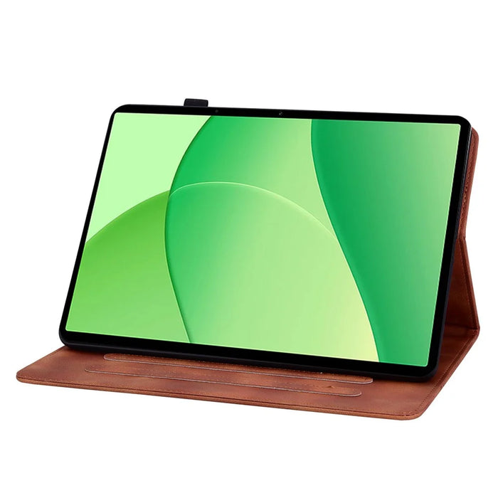 For OnePlus Pad Lite / Oppo Pad SE Case Lily Flower Imprint Card Slots Leather Tablet Cover - Brown - 3