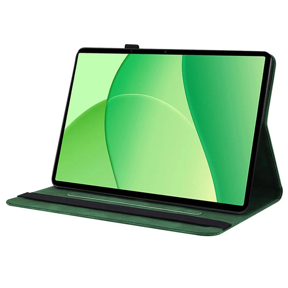 For OnePlus Pad Lite / Oppo Pad SE Case Butterfly Flower Imprint PU Leather Tablet Cover with Card Slots - Green - 3