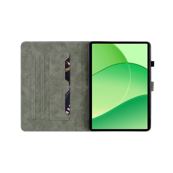 For OnePlus Pad Lite / Oppo Pad SE Case Tiger Imprint Anti-Scratch PU Leather Tablet Cover - Grey - 2