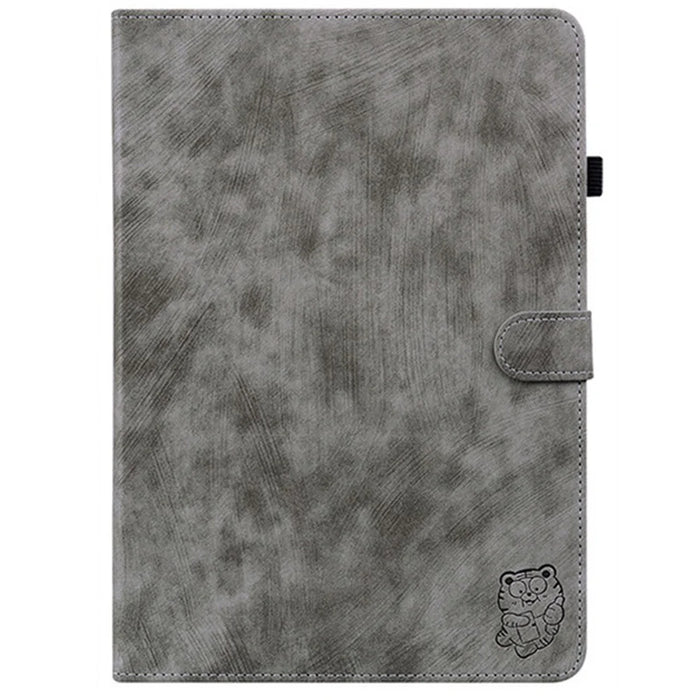 For OnePlus Pad Lite / Oppo Pad SE Case Tiger Imprint Anti-Scratch PU Leather Tablet Cover - Grey - 6